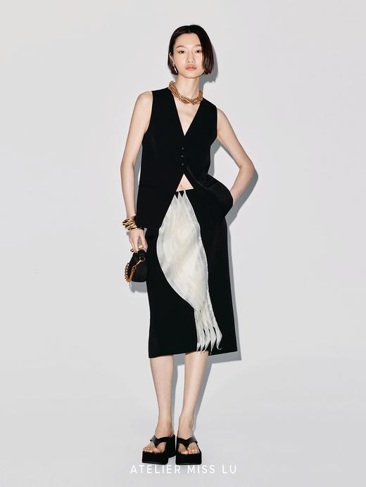 【夜幕光斑】蕾丝拼接露背V领廓形马甲 商品图1