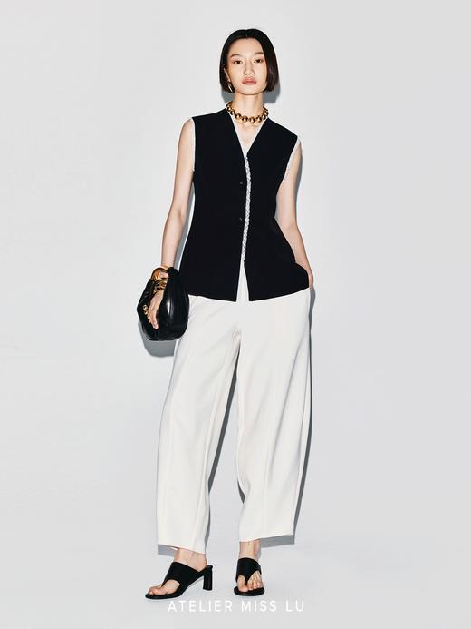 【八月潮汐】蕾丝环绕拼接设计收腰马甲上衣 商品图1