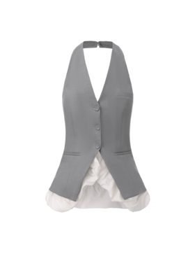 【云上圣托里尼】云朵环绕拼接削肩收腰露背马甲