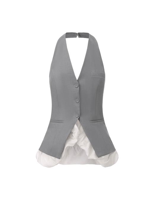 【云上圣托里尼】云朵环绕拼接削肩收腰露背马甲 商品图0