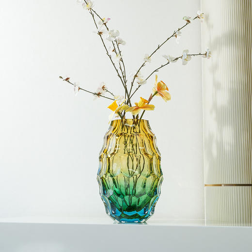 JZ晶尊考尔莱琉璃花瓶金琥珀渐变色30cm 商品图4