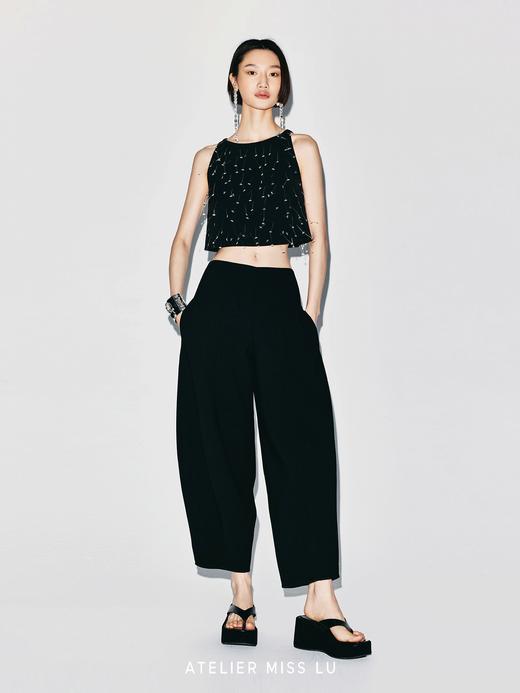 【飞跃星光】标签挂饰设计A字削肩短上衣 商品图3