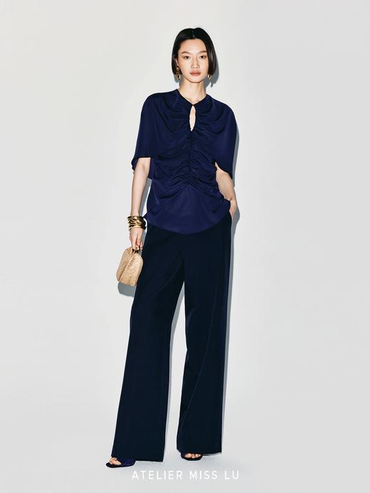 【塞纳河左岸】褶皱设计飘片收腰上衣 商品图1