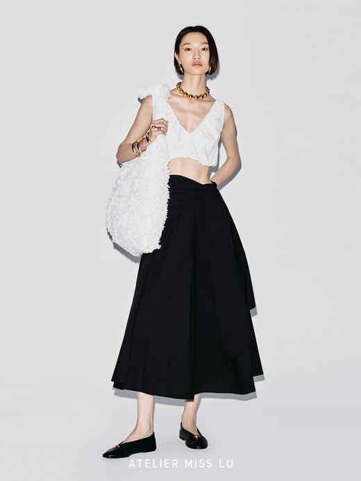 【氧气少女】弹力抽褶设计V领花苞短上衣 商品图1