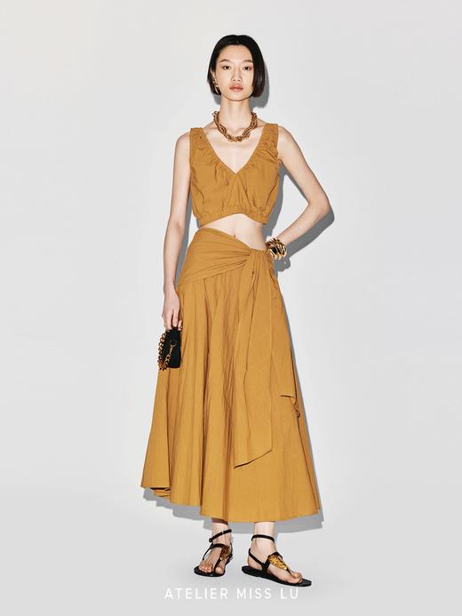 【半糖少女】弹力抽褶设计V领花苞短上衣 商品图4