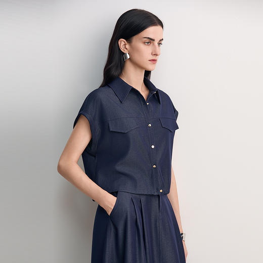 EITIE爱特爱气质通勤显瘦百搭直筒衬衫上衣2026春新款8509207 商品图2