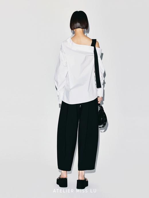 【折纸月光】斜肩飘带设计露肩衬衫上衣 商品图4