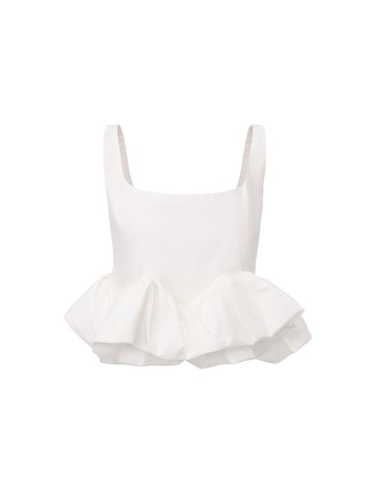 【棉花糖云卷】云朵扭转下摆方领短上衣 商品图0