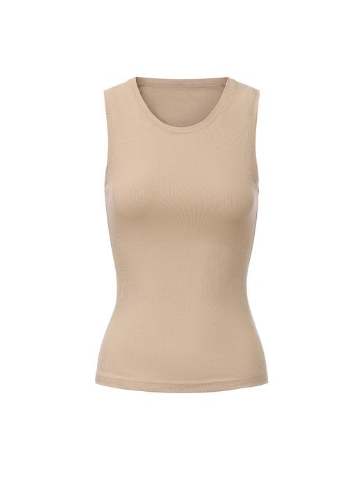 【沙丘拥抱】修身版型圆领弹力针织背心 商品图0