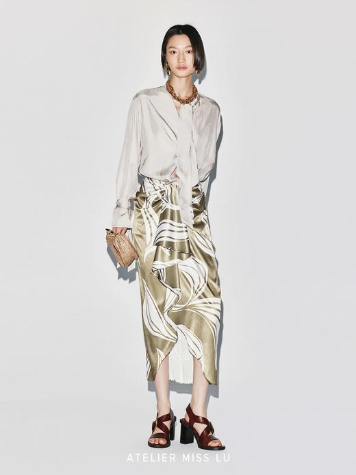 【普罗旺斯月光】三段式飘带门襟设计醋酸衬衫上衣 商品图4