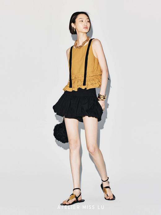 【日落圆舞曲】多层压褶设计U型露背吊带上衣 商品图4