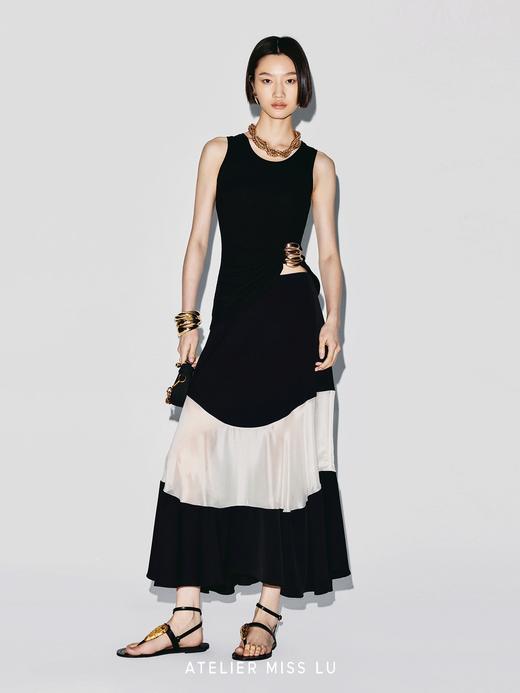 【夏夜海岸线】捏褶设计贝壳样式金属装饰弹力针织背心 商品图1