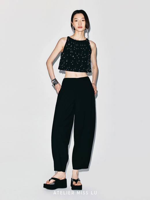 【飞跃星光】标签挂饰设计A字削肩短上衣 商品图1