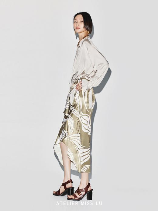 【普罗旺斯月光】三段式飘带门襟设计醋酸衬衫上衣 商品图3