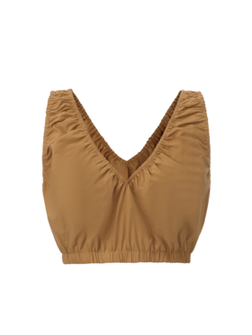 【半糖少女】弹力抽褶设计V领花苞短上衣