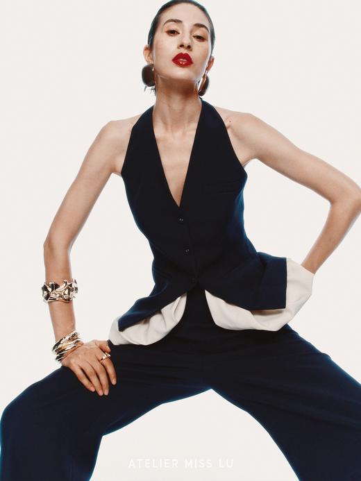 【云上天鹅湖】云朵环绕拼接削肩收腰露背马甲 商品图2