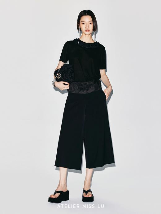 【漫步序章】层叠半圆薄纱拼接阔腿七分裤 商品图1