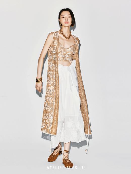 【海之回音】海螺样式飘带立体花卉肌理长款马甲 商品图2