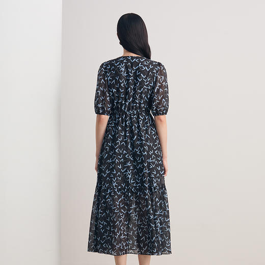 EITIE爱特爱气质优雅法式印花收腰显瘦连衣裙2026春季新款8507226 商品图4