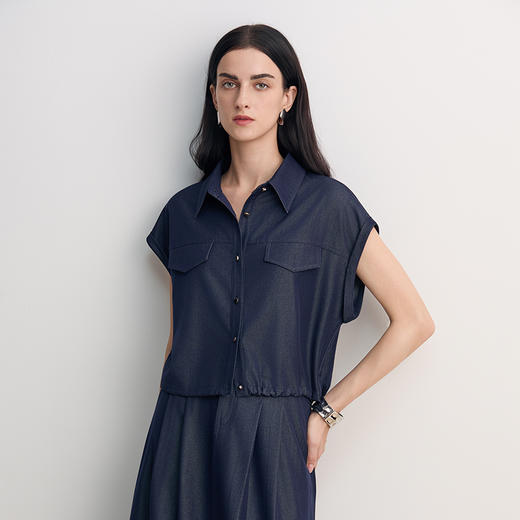 EITIE爱特爱气质通勤显瘦百搭直筒衬衫上衣2026春新款8509207 商品图3