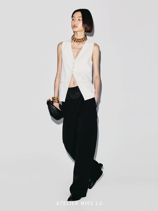 【晨曦光斑】蕾丝拼接露背V领廓形马甲 商品图1