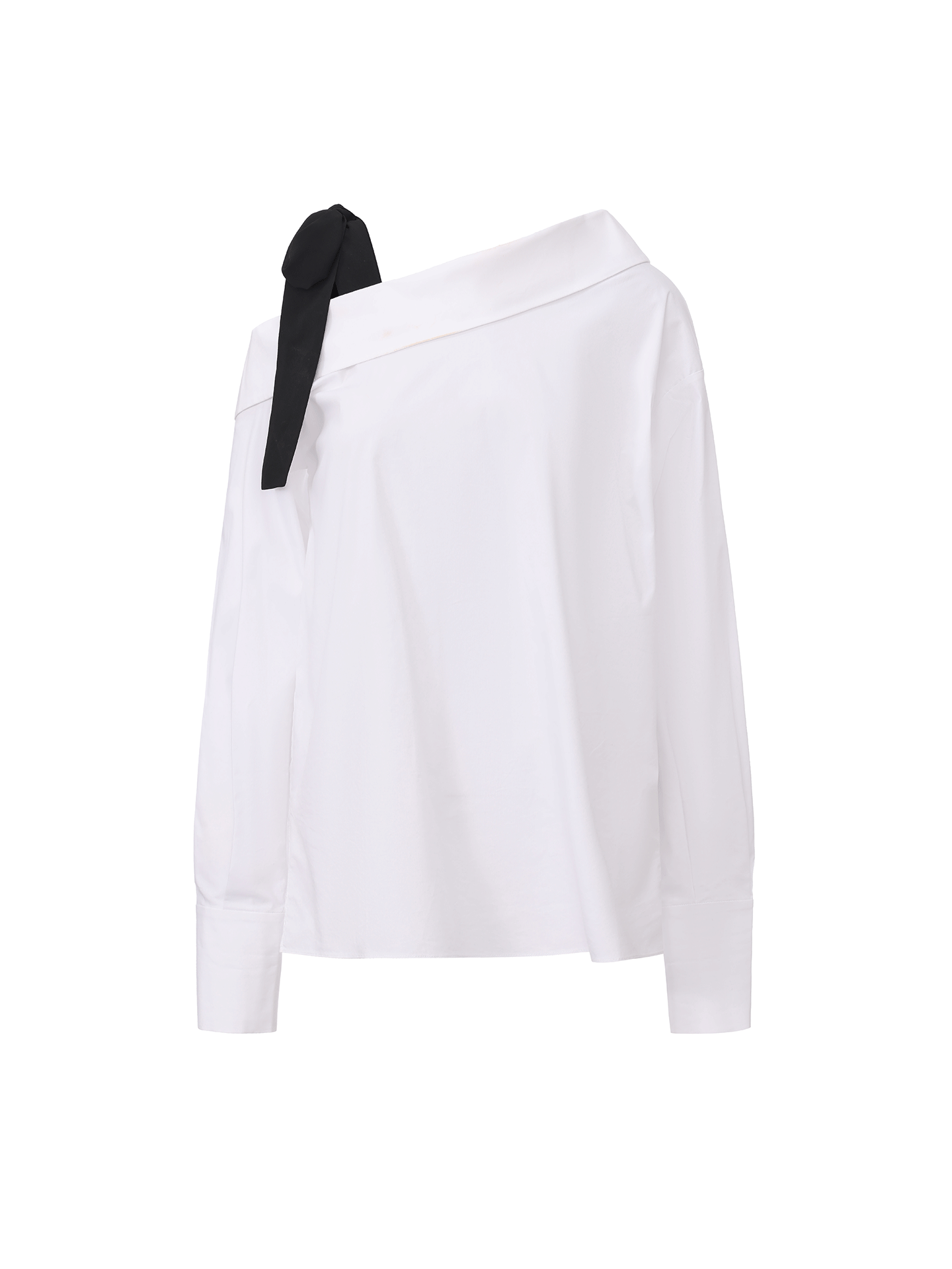 【折纸月光】斜肩飘带设计露肩衬衫上衣