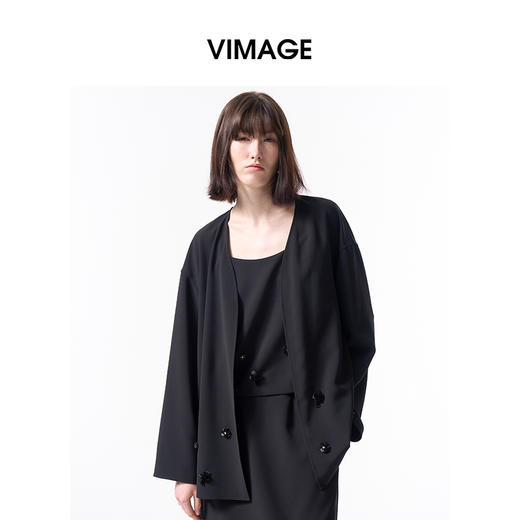 VIMAGE纬漫纪高级感时尚显瘦百搭钉珠立体外套2026春季新款V2503209 商品图1