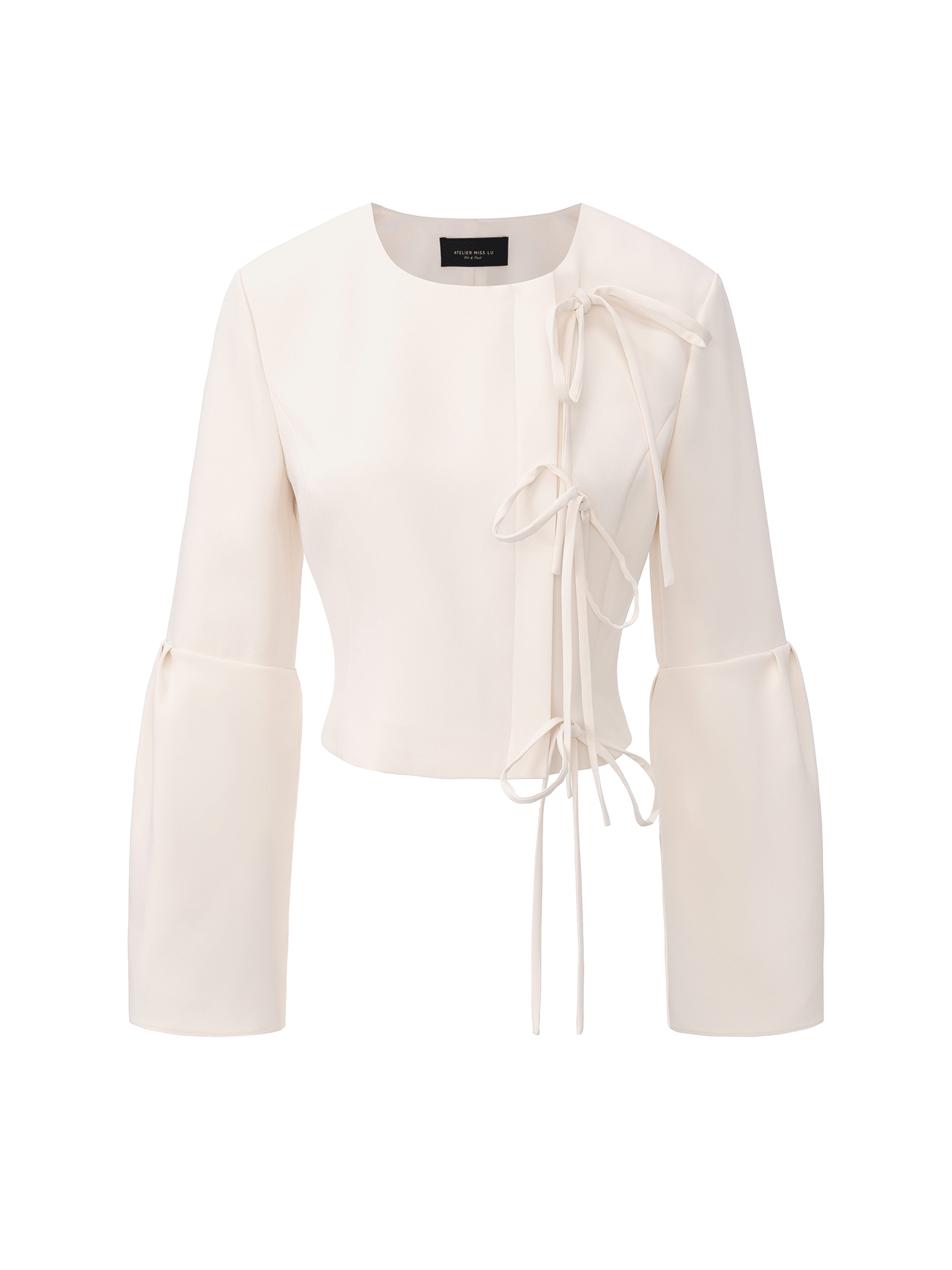 【暧昧郁金香】蝴蝶结飘带造型开衩廓形袖外套