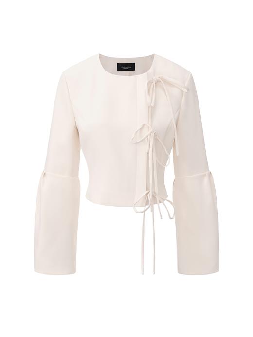 【暧昧郁金香】蝴蝶结飘带造型开衩廓形袖外套 商品图0