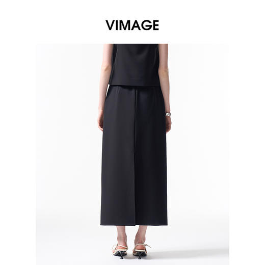 VIMAGE纬漫纪时尚高腰优雅气质钉珠立体花半身裙2026春季新款V2506205 商品图5