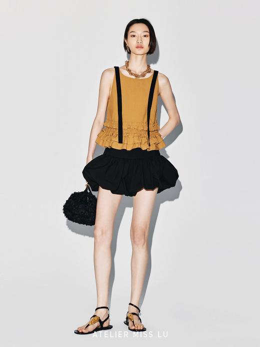 【日落圆舞曲】多层压褶设计U型露背吊带上衣 商品图1