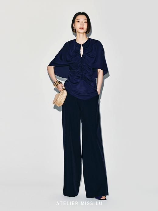 【塞纳河左岸】褶皱设计飘片收腰上衣 商品图2