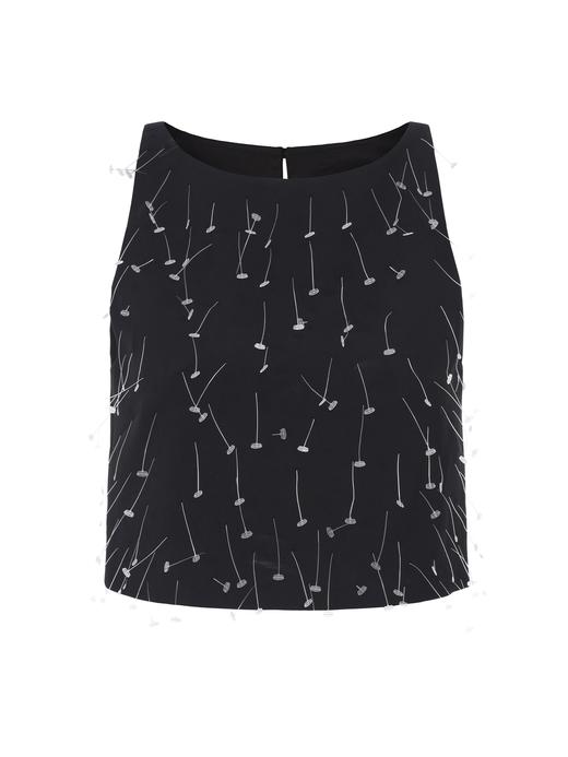 【飞跃星光】标签挂饰设计A字削肩短上衣 商品图0