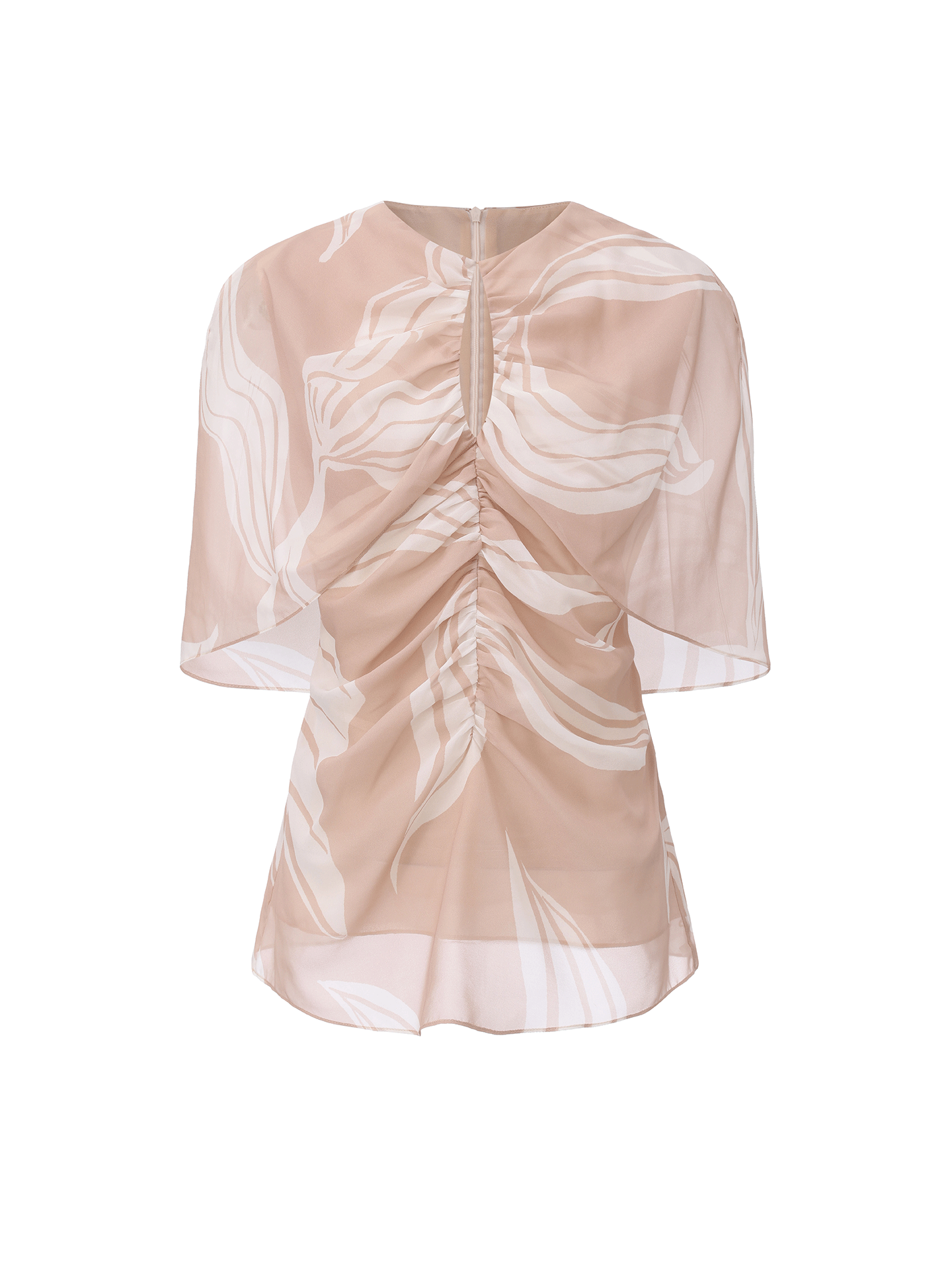 【鸢尾情书】品牌定染印花褶皱设计飘片收腰上衣