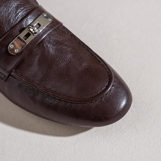 【羊皮革】西村名物2026年春季新款舒适低跟软底软面小方头深口单鞋薄底乐福鞋T26AM18051 商品图6