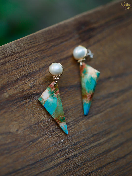 SpoiledBrat Jewelry碧玉珍珠耳钉 商品图3