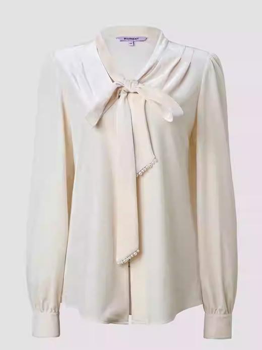 玛克门店发货：MAXRIENY法式复古感v领丝绒衬衫系带长袖上衣货号：MF86TP513 商品图3