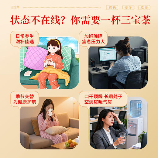 康美三宝茶 黄芪麦冬党参组合10g×20袋/盒 药食同源康美中药饮片 独立小包装 商品图8