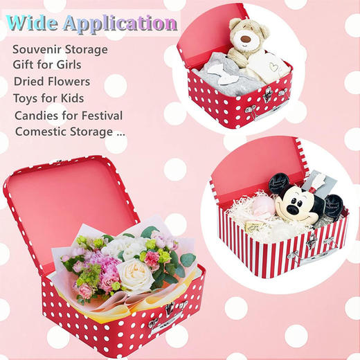 三件套手提箱 圆点条纹图案手提包 时尚玩具礼品收纳 新年礼物与装饰的可套装礼盒 商品图3