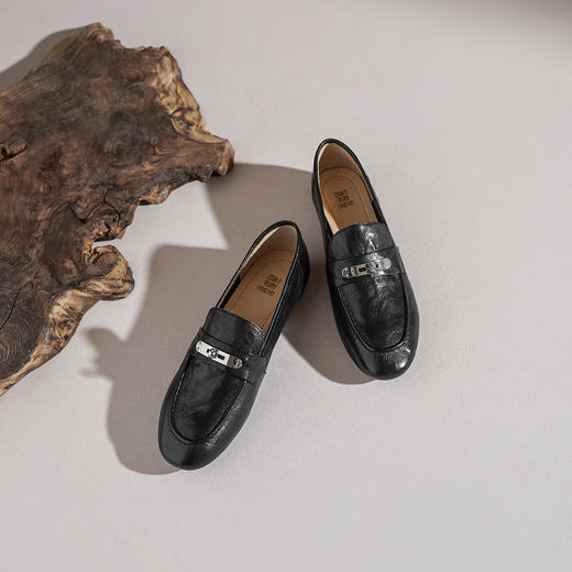 【羊皮革】西村名物2026年春季新款舒适低跟软底软面小方头深口单鞋薄底乐福鞋T26AM18051 商品图3