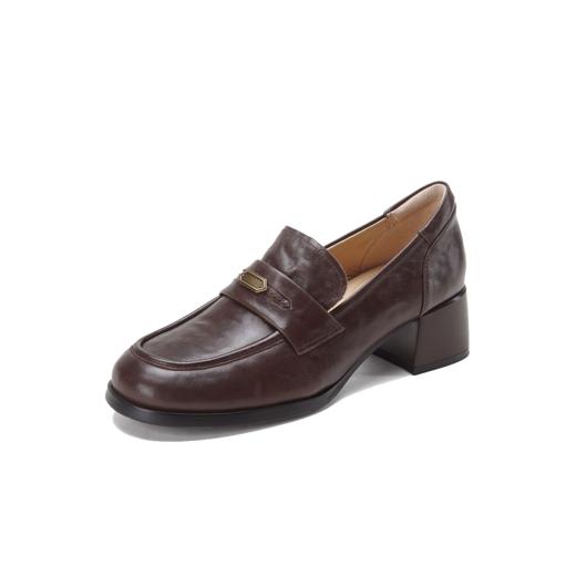 【羊皮革】西村名物2026年春季新款厚底粗跟防滑舒适百搭优雅深口单鞋乐福鞋T26AM17981 商品图12