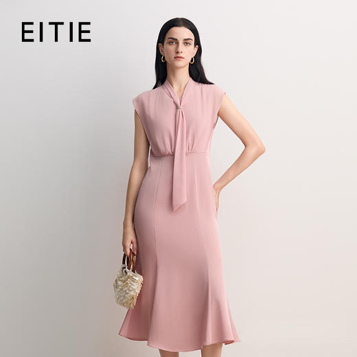 EITIE爱特爱收腰V领显瘦轻礼服优雅大气鱼尾裙摆连衣裙2026春新款8577215 商品图1