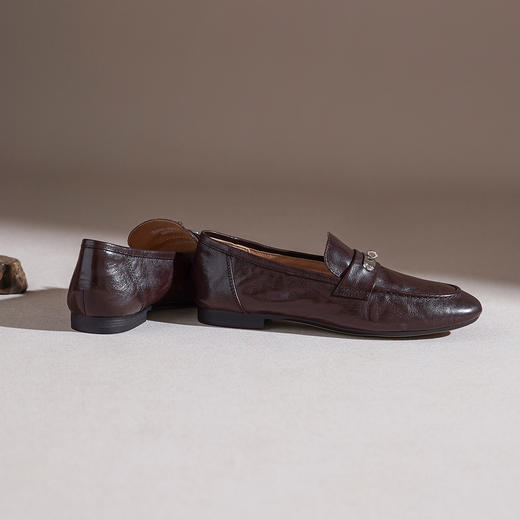 【羊皮革】西村名物2026年春季新款舒适低跟软底软面小方头深口单鞋薄底乐福鞋T26AM18051 商品图8