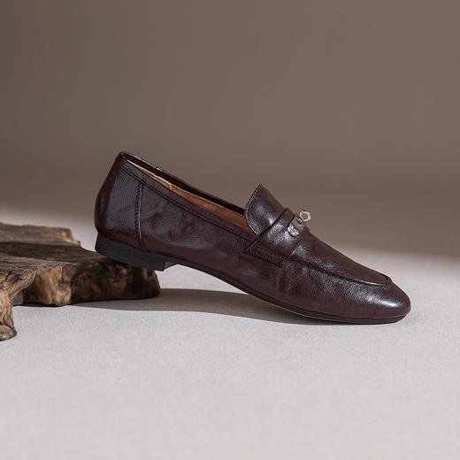 【羊皮革】西村名物2026年春季新款舒适低跟软底软面小方头深口单鞋薄底乐福鞋T26AM18051 商品图5