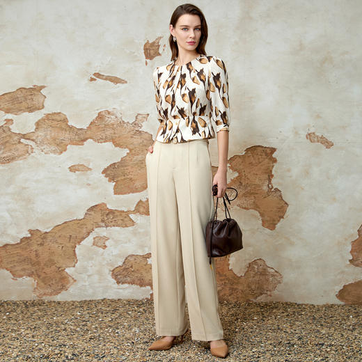 EITIE爱特爱春季新款高腰显瘦百搭休闲裤长裤8105816 商品图1