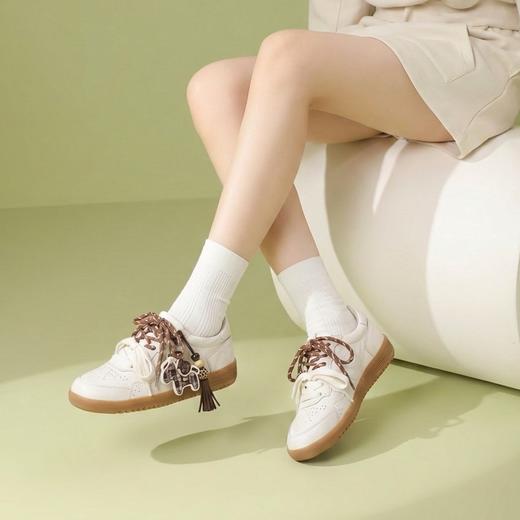 【羊皮革】西村名物2026年春季新款舒适透气厚底防滑系带板鞋小白鞋T26AM18101 商品图2