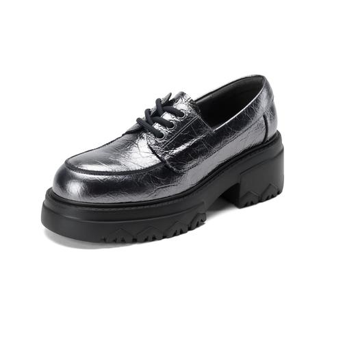 【牛皮革】西村名物2026年春季新款舒适厚底增高防滑纯色系带深口单鞋乐福鞋T26AM17911 商品图6