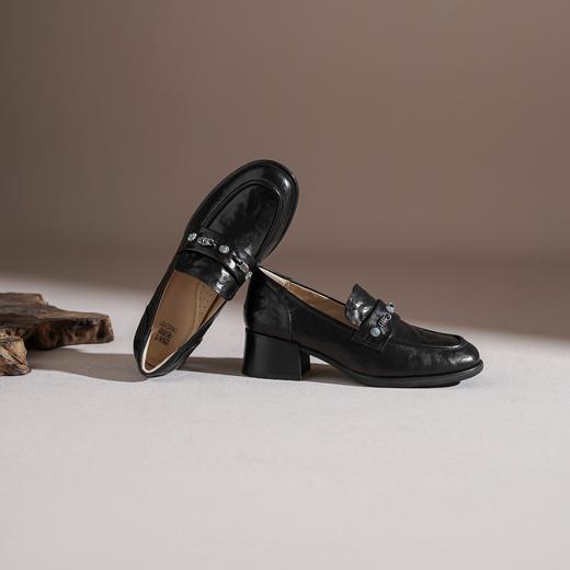 【羊皮革】西村名物2026年春季新款舒适厚底粗跟原皮深口单鞋乐福鞋T26AM17961 商品图4