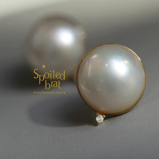 SpoiledBrat Jewelry18K马贝海水钻石耳钉 商品图6