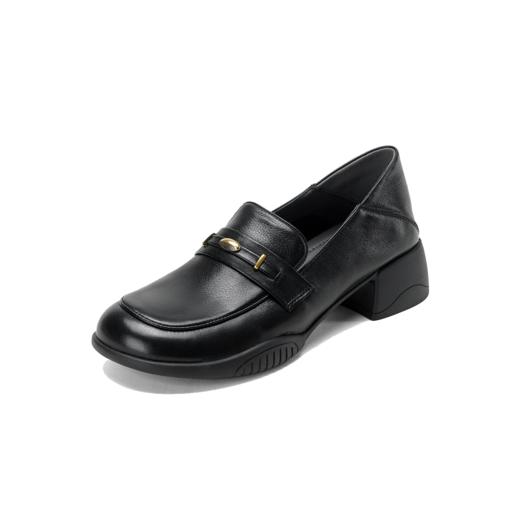 【牛皮革】西村名物2026年春季新款舒适厚底粗跟原皮软面深口单鞋乐福鞋T26AM18111 商品图12